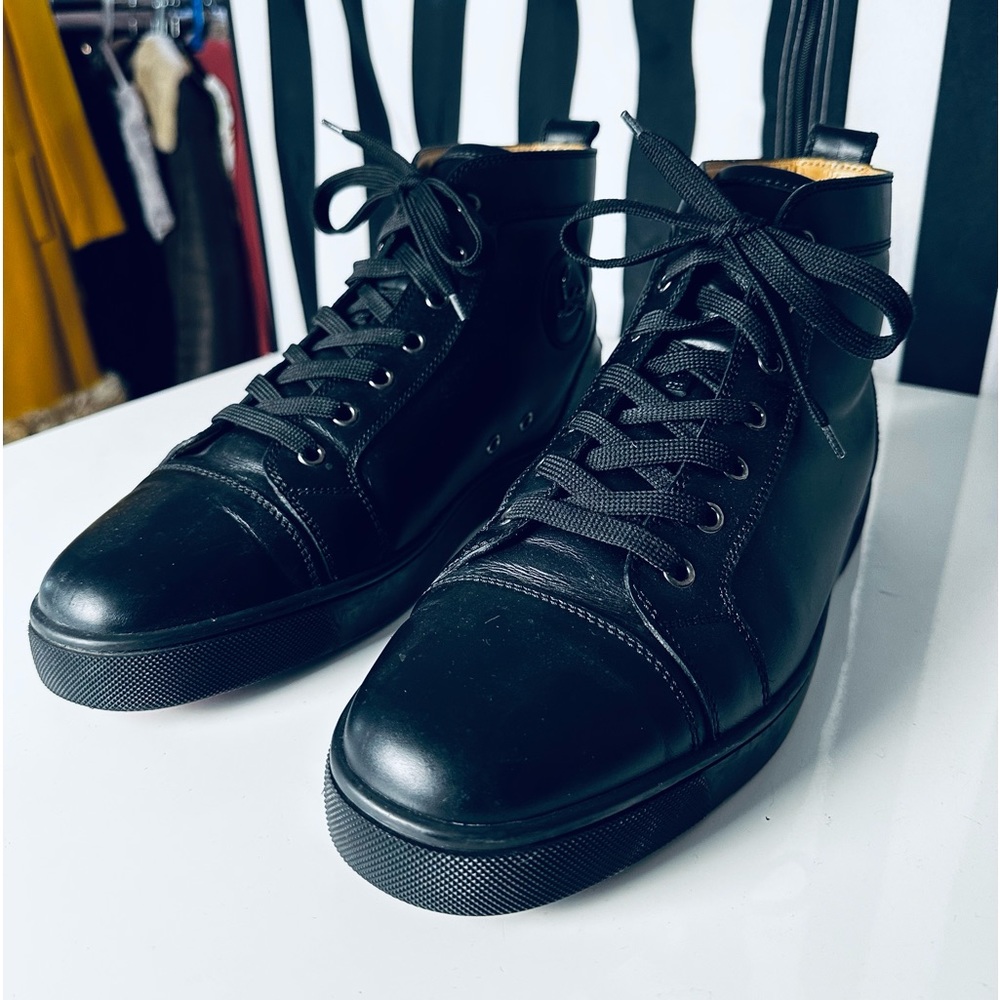 Christian Louboutin Men’s High Top Sneakers w/ Red Bottom Soles - Picture 3 of 13